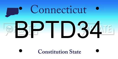 BPTD34 Connecticut License Plate