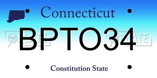 BPTO34 Connecticut License Plate