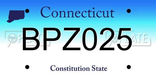 BPZ025 Connecticut License Plate