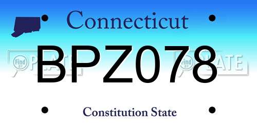 BPZ078 Connecticut License Plate