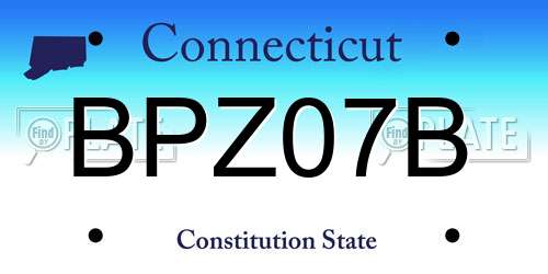 BPZ07B Connecticut License Plate