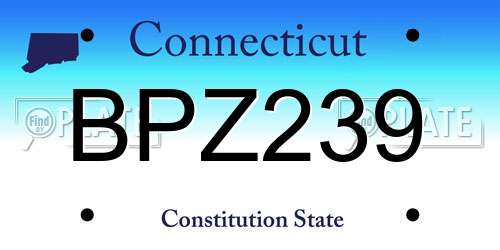 BPZ239 Connecticut License Plate