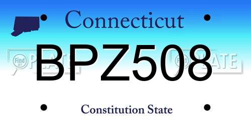 BPZ508 Connecticut License Plate