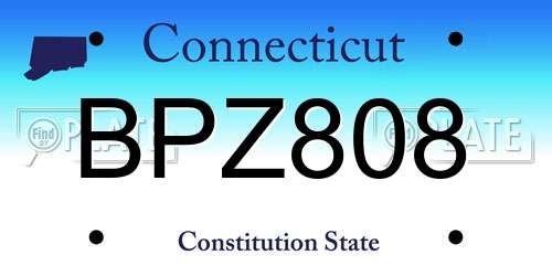 BPZ808 Connecticut License Plate