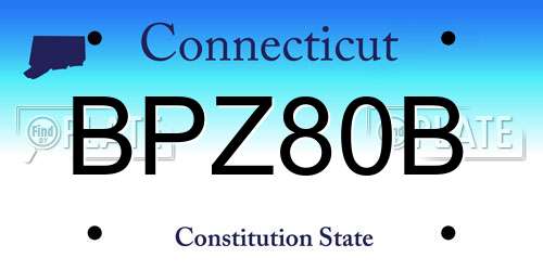 BPZ80B Connecticut License Plate
