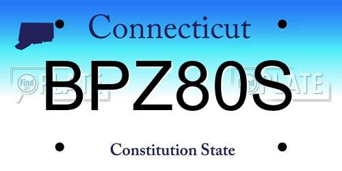 BPZ80S Connecticut License Plate