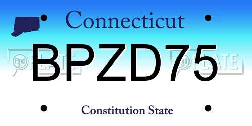 BPZD75 Connecticut License Plate