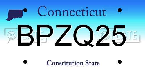 BPZQ25 Connecticut License Plate