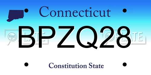 BPZQ28 Connecticut License Plate