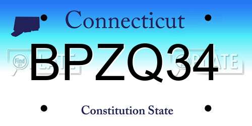 BPZQ34 Connecticut License Plate