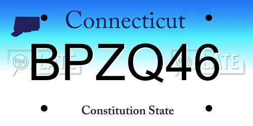 BPZQ46 Connecticut License Plate