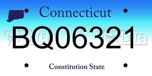 BQ06321 Connecticut License Plate