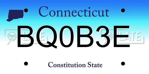 BQ0B3E Connecticut License Plate