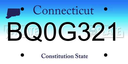 BQ0G321 Connecticut License Plate
