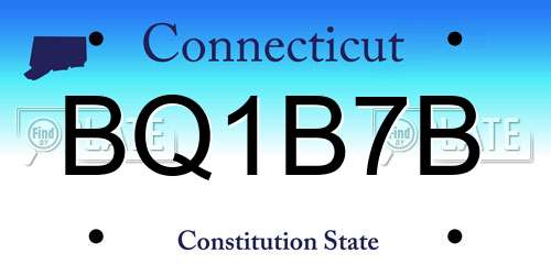 BQ1B7B Connecticut License Plate