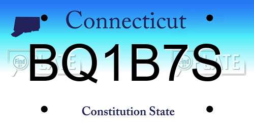 BQ1B7S Connecticut License Plate