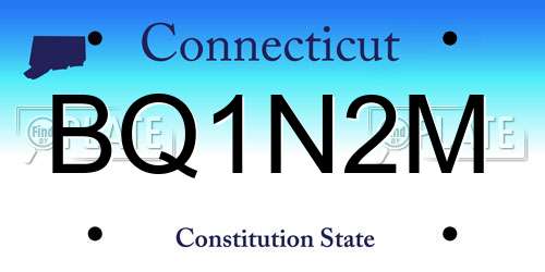 BQ1N2M Connecticut License Plate