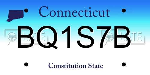 BQ1S7B Connecticut License Plate