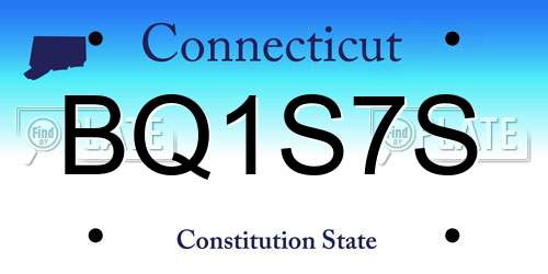 BQ1S7S Connecticut License Plate