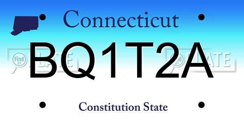 BQ1T2A Connecticut License Plate