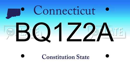 BQ1Z2A Connecticut License Plate