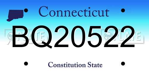 BQ20522 Connecticut License Plate
