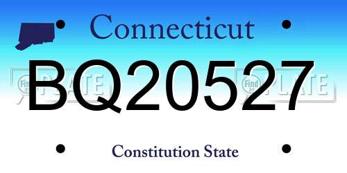 BQ20527 Connecticut License Plate