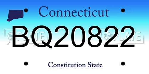 BQ20822 Connecticut License Plate