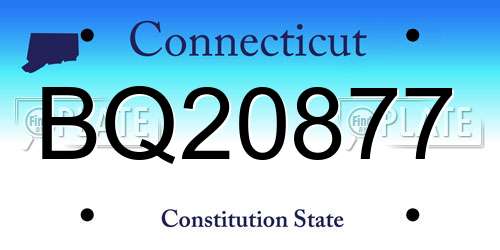 BQ20877 Connecticut License Plate