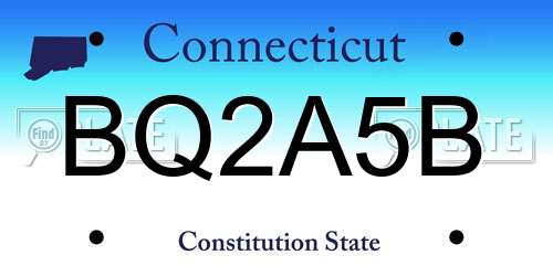 BQ2A5B Connecticut License Plate