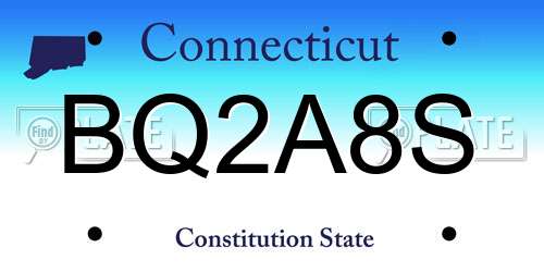 BQ2A8S Connecticut License Plate