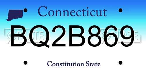 BQ2B869 Connecticut License Plate