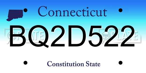BQ2D522 Connecticut License Plate