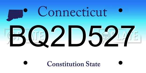 BQ2D527 Connecticut License Plate