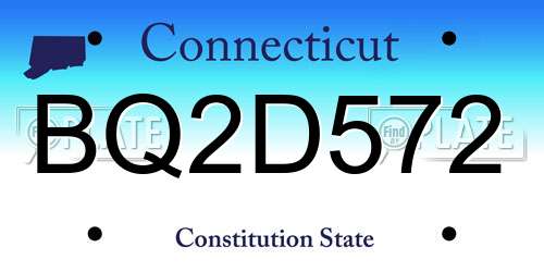 BQ2D572 Connecticut License Plate