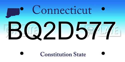BQ2D577 Connecticut License Plate