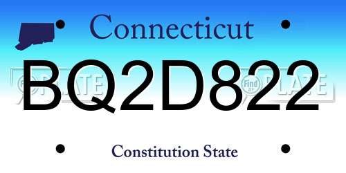 BQ2D822 Connecticut License Plate