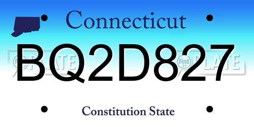 BQ2D827 Connecticut License Plate