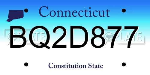 BQ2D877 Connecticut License Plate