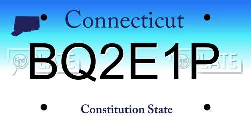 BQ2E1P Connecticut License Plate