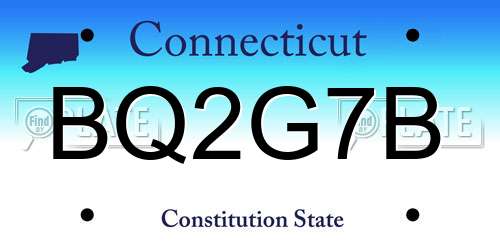 BQ2G7B Connecticut License Plate