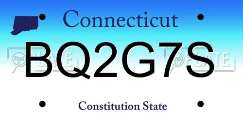 BQ2G7S Connecticut License Plate