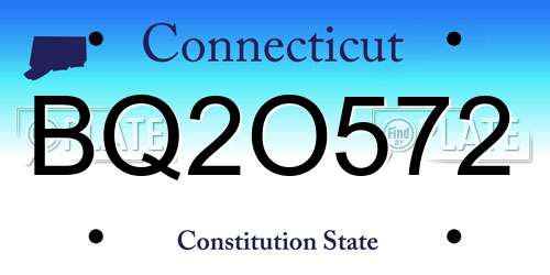 BQ2O572 Connecticut License Plate