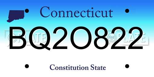 BQ2O822 Connecticut License Plate