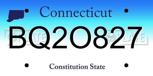 BQ2O827 Connecticut License Plate