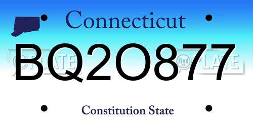 BQ2O877 Connecticut License Plate