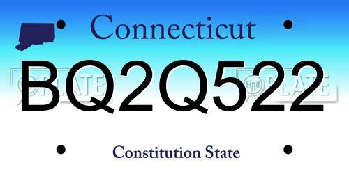 BQ2Q522 Connecticut License Plate