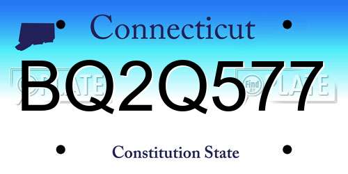 BQ2Q577 Connecticut License Plate