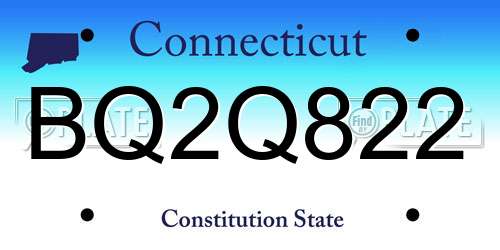 BQ2Q822 Connecticut License Plate