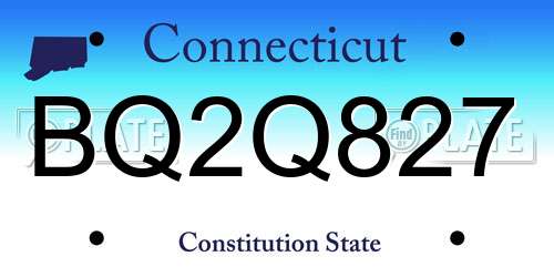 BQ2Q827 Connecticut License Plate